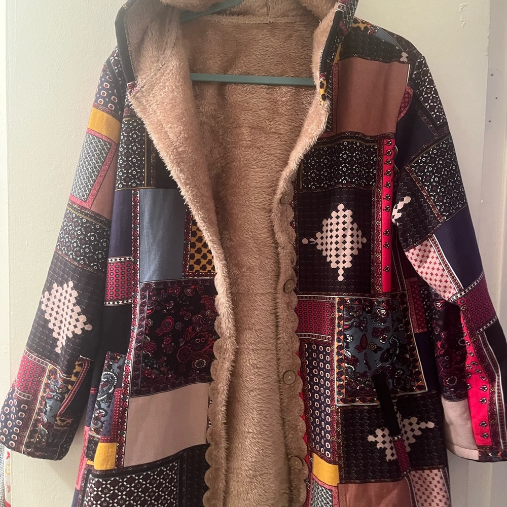 Patchwork Hooded Women's Coat